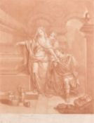 E. Kirkall after Charles Coypel, 'The Ephesian Matron', sanguine mezzotint, 15