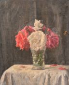 George Weissbort (1928-2013), a still life of flowers in a glass vase, oil on canvas laid down,