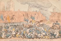 Thomas Rowlandson (1756-1827), 'The Norwich Bull Feast or Glory and Gluttony', hand coloured