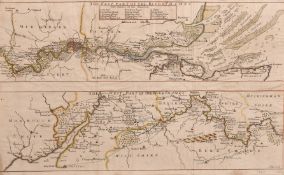 J. Harris, an early 18th Century engraved map of the East and West part of the river Thames, with