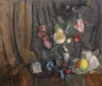 George Weissbort (1928-2013), a still life of colourful flowers, oil on board, 17.75