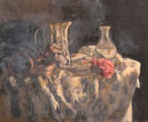George Weissbort (1928-2013), a still life of a carafe and jug, oil on canvas laid down, 18