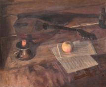 George Weissbort (1928-2013), a still life of a mandolin and sheet music, oil on canvas laid down,