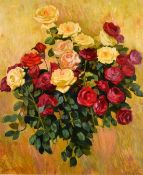 Peotr Keller (1909-1997), a still life of roses, oil on canvas, signed, 32.5