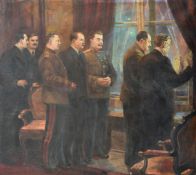 20th Century Soviet Subject, Stalin gathered with other party officials, oil on canvas, 78