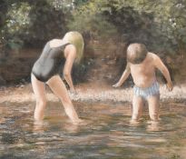 Sheelagh Popham, 'The Dragonfly Pool II', pastel signed with initials, 14