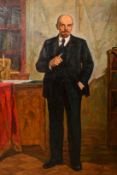 20th Century Soviet Subject, a full-length portrait of Lenin holding a pencil stood in an office,