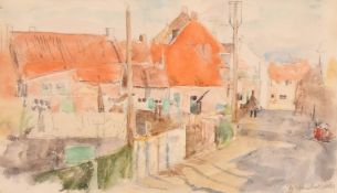 George Weissbort (1928-2013), a group of four watercolour views of city and town scenes, each around