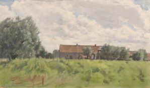 George Weissbort (1928-2013), 'The Flemish Farm', oil on board, 13