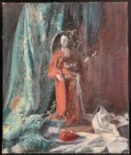 George Weissbort (1928-2013), a still life of an Oriental figurine, oil on canvas laid down, 21.5