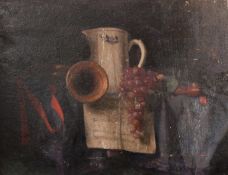 George Weissbort (1928-2013), a still life study of a basket of flowers, oil on canvas laid down,