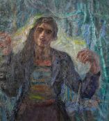 Noe Nesterovich Gedenidze (1914-2002) Georgian, 'Corn Grower', oil on canvas, signed and inscribed