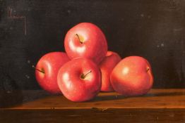 Jean-Claude Chauray (1934-1996) French, a still life study of red apples, oil on canvas, signed, 9.
