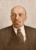 20th Century Soviet Subject, a head and shoulders portrait of Lenin, oil on canvas, 50.5