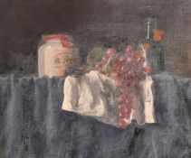 George Weissbort (1928-2013), a still life of grapes and other objects, oil on canvas laid down, 15