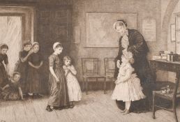 Gaujean after Frederick Walker, two etchings with children, each around 5.25