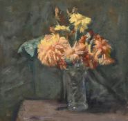 George Weissbort (1928-2013), a still life of flowers in a glass vase, oil on board, 11