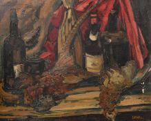 James Arundel (1875-1960), still life with wine bottles, oil on panel, signed, 20
