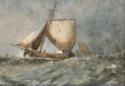 late 19th Century, a view of boats in squall, watercolour, 5.5