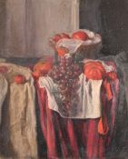 George Weissbort (1928-2013), a still life of tomatoes and grapes, oil on canvas laid down, 24