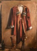 George Weissbort (1928-2013), a study of a traditional costume and boots, oil on canvas laid down,