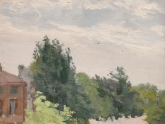 Vladimir Sosnovsky (b. 1922), a view over Odessa, oil on card, 5.25