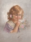 Filipo Marantonio (1863-1937) Italian School, a pair of oil on canvas head studies of young girls,