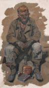 Arkadi Martirosov (1927-2015), Seated miner, oil on board, signed and dated 51, 18
