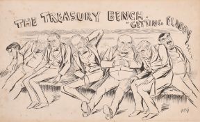 Francis Carruthers Gould (1844-1925), 'The Treasury Bench Getting Flabby', ink in paper, signed with