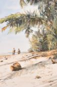 Louise Hill (20th Century), 'African Shore', watercolour, signed, 21