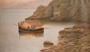 A. Andre, 19th Century, figures fishing in a Luzzu off the coast of Malta, oil on canvas, signed,