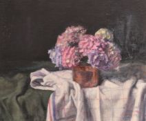 George Weissbort (1928-2013), a still life of colourful flowers in blossom, oil on canvas laid down,