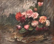 George Weissbort (1928-2013),a still life study of roses, oil on board, 25