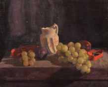 George Weissbort (1928-2013), a still life of grapes and a cream jug, oil on canvas laid down, 15