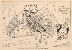 Sydney Conrad Strube (1892-1956), 'The Apple Cart', pencil ink and crayon, signed, 14.75