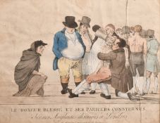 Alphonse Roehn, Early 19th Century, 'Le Boxeur Blesse et Ses Parieurs Consternes', hand coloured