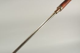 A RARE 19TH CENTURY SWORD STICK with a watch in the handle. 35ins long.