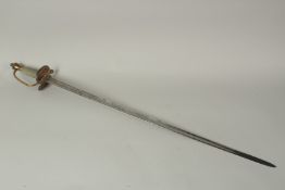 A 1796 UNUSUAL NAPOLEONIC OFFICER'S SWORD, etched blade with GRILLE CIPHER ROYAL COAT OF ARMS.