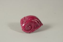 A GOOD CARVED CHINESE TOURMALINE PEACH. 7cms high.