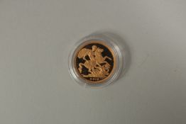 2013. A FULL GOLD PROOF SOVEREIGN in capsule.