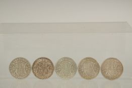 FIVE GEORGE V HALF CROWNS (5) 1915, 1928, 1933,1935 &1936.