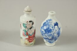 TWO CHINESE PORCELAIN SNUFF BOTTLES.