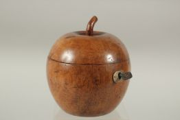 A GOOD APPLE TEA CADDY with stalk and keyhole. 12cms high.