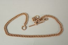 A 9ct GOLD ALBERT CHAIN. Approx. 45grms.