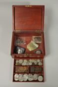 A BOX OF VARIOUS COINS.