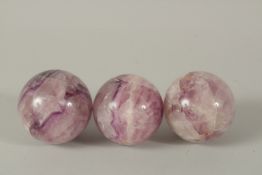 THREE BLUE JOHN BALLS. 5.5cms diameter.