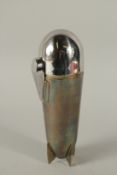 A PLATED ZEPPELIN COCKTAIL SHAKER. 23cms high.