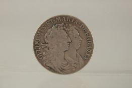 WILLIAM AND MARY HALF CROWN 1689, PRIMO SECOND REVERSE.