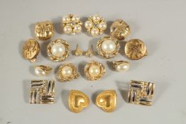 EIGHT VARIOUS PAIRS OF EARRINGS.