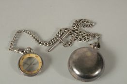 A SILVER CHAIN with Sovereign case and compass.